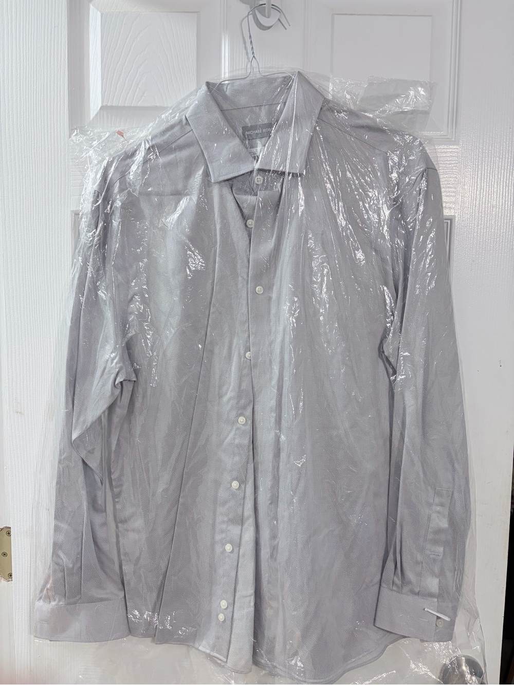 Michael Kors Men’s 17.5 34/35 XL Slim Fit Airsoft Stretch Dress Shirt Gray